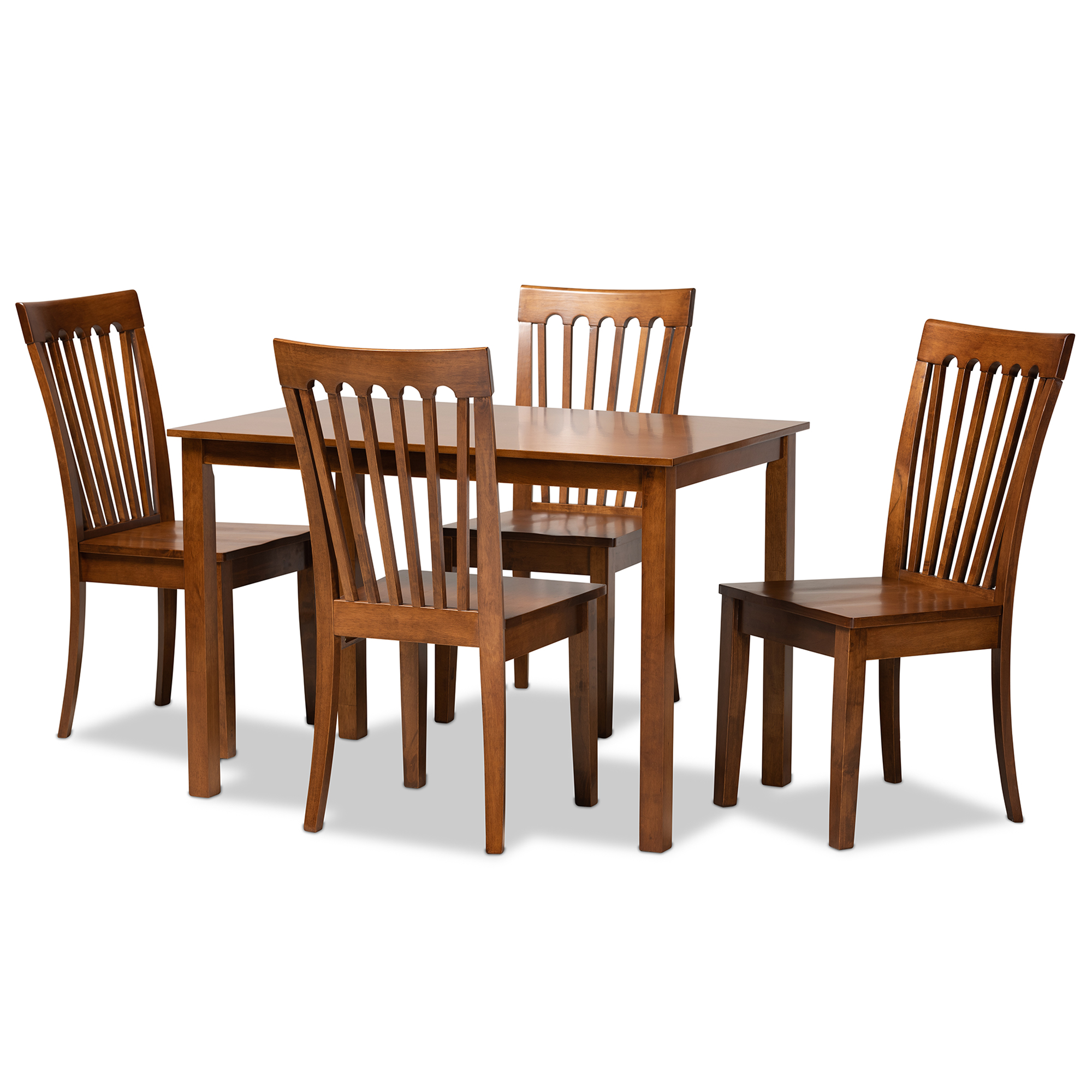 Baxton Studio Erion Modern and Contemporary Walnut Brown Finished Wood 5-Piece Dining Set